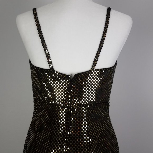 90's Vintage Velveteen Gold Confetti Sequin Evening Gown by J Reynolds Designs - Picture 8 of 11